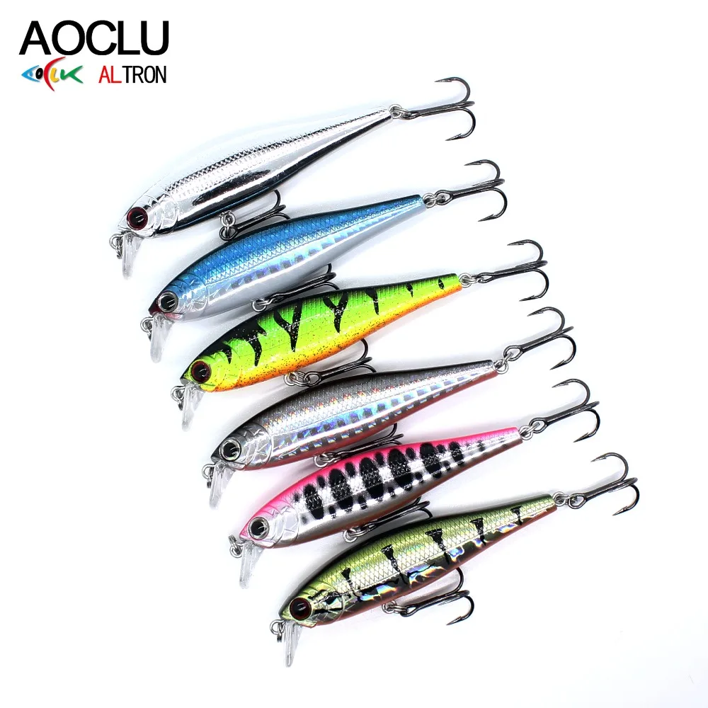 AOCLU Señuelo duro Wobbler hundido con sonajero anzuelo VMC 10
