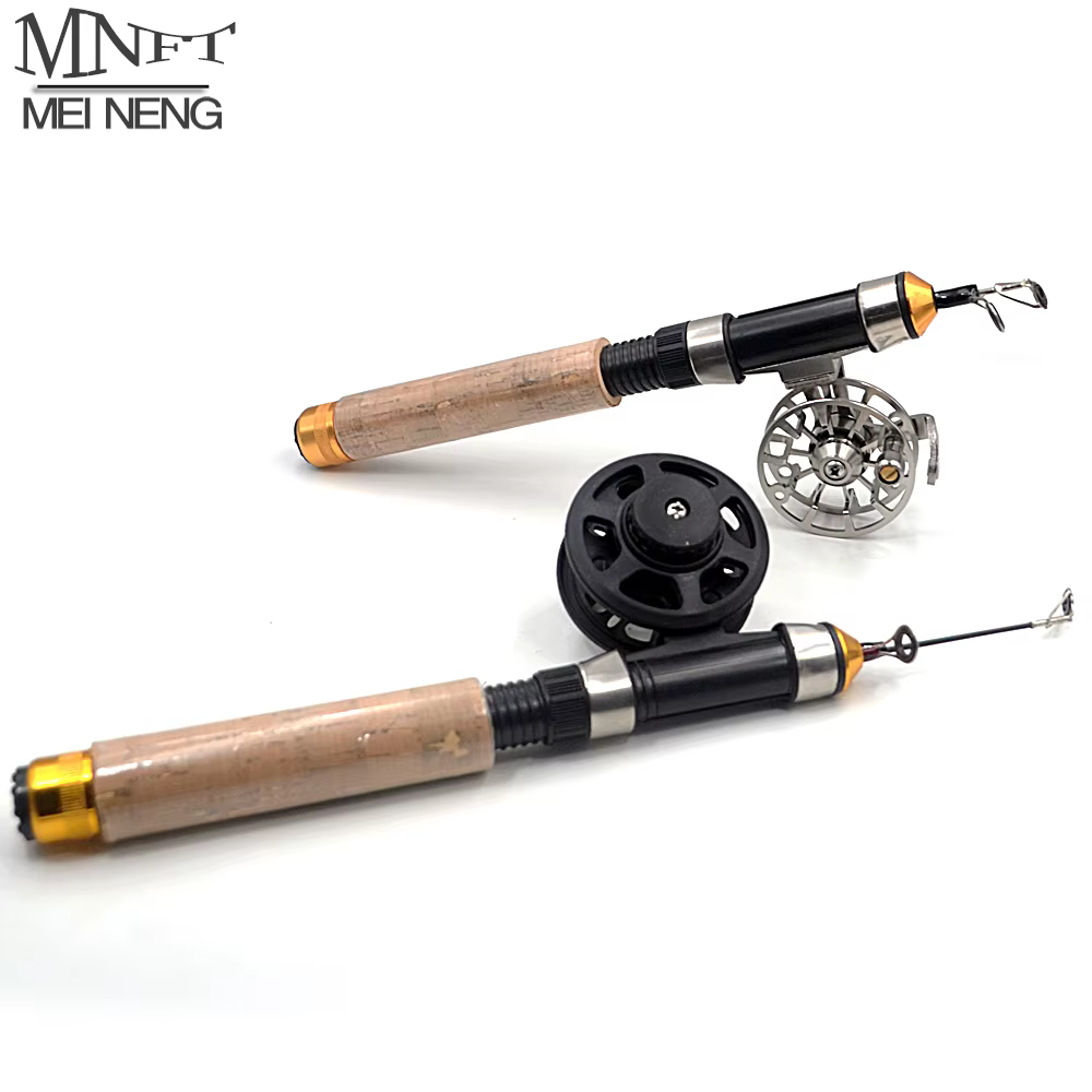 MNFT Cana de pescar telescopica para hielo con carrete - Set