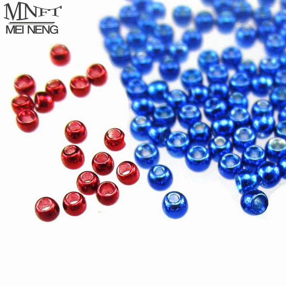 MNFT Cuentas de latón para atado de moscas – Cabezas ninfa rojo y azul - imagen 4