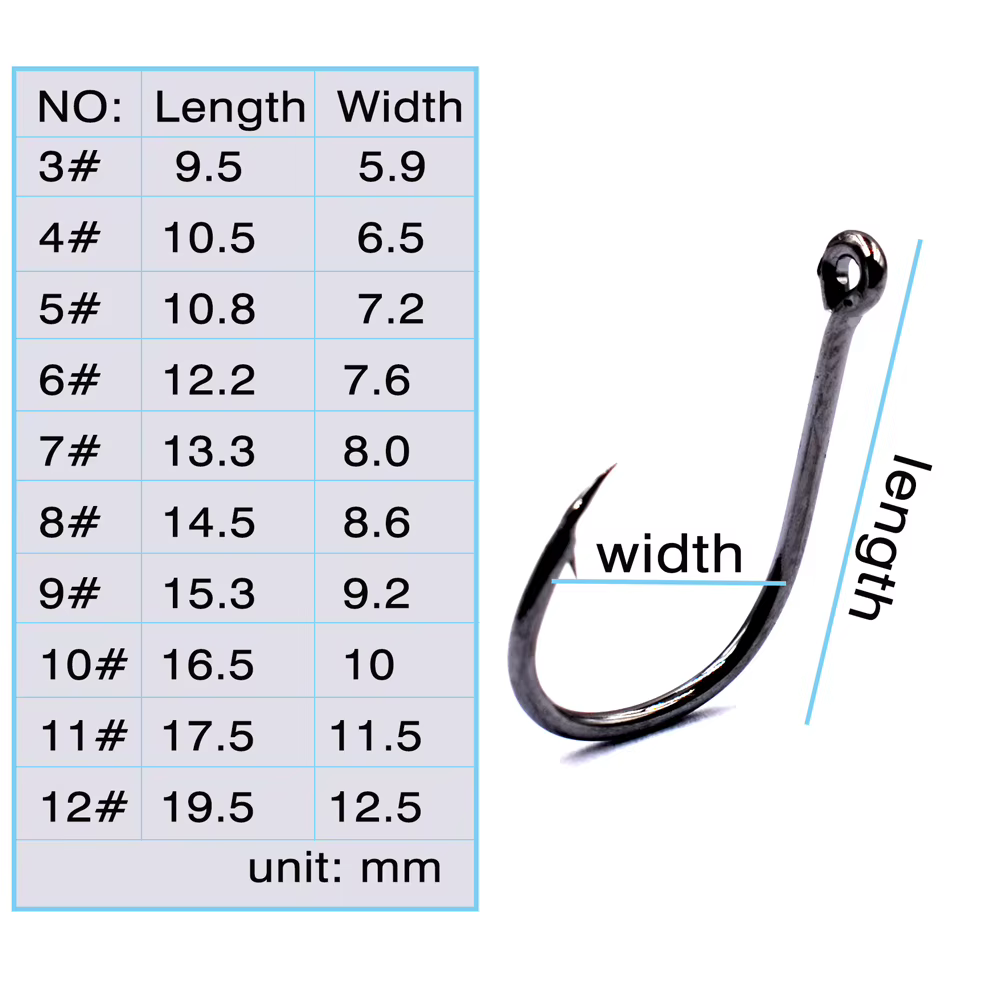 Anzuelos Jigging Carbono MNFT – Tamaños Mixto Púas Doradas Negras