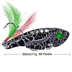 VIB Metal Crankbait Señuelo vibratorio con pluma para depredadores
