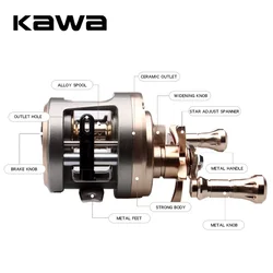 KAWA Carrete de fundición aluminio con rodamientos para pesca
