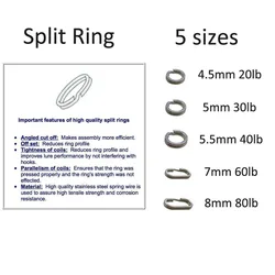 Anillos Divididos Acero Inoxidable para Señuelos de Pesca