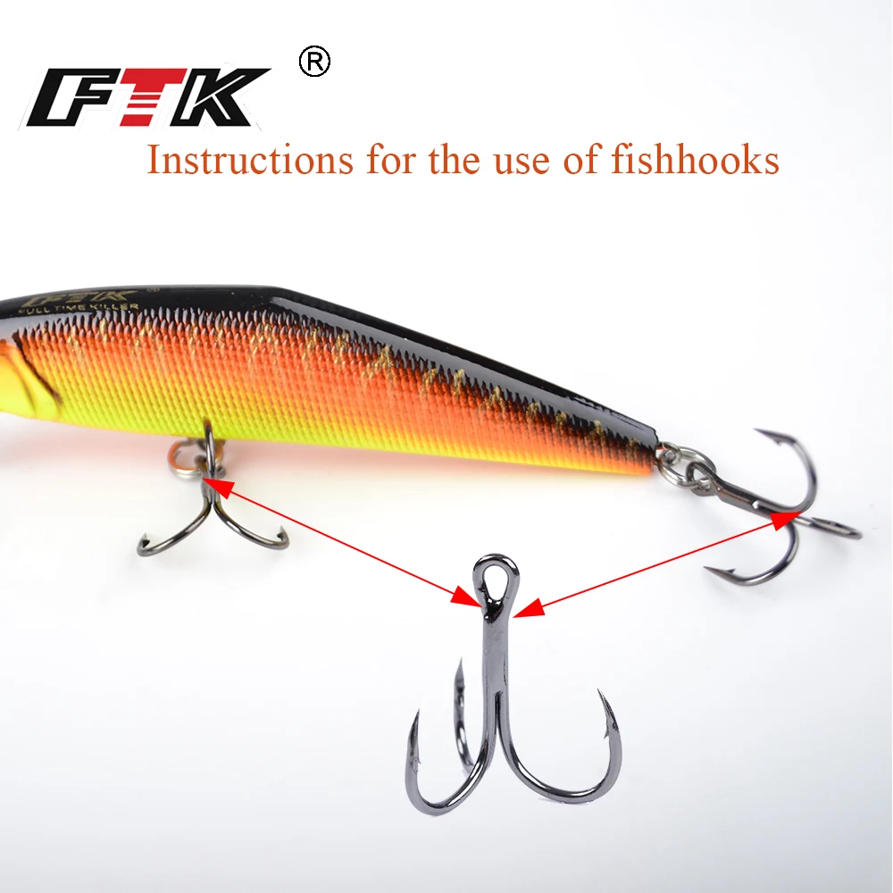 Hamecones triples inversos de acero alto carbono FTK para pesca en mar - imagen 3