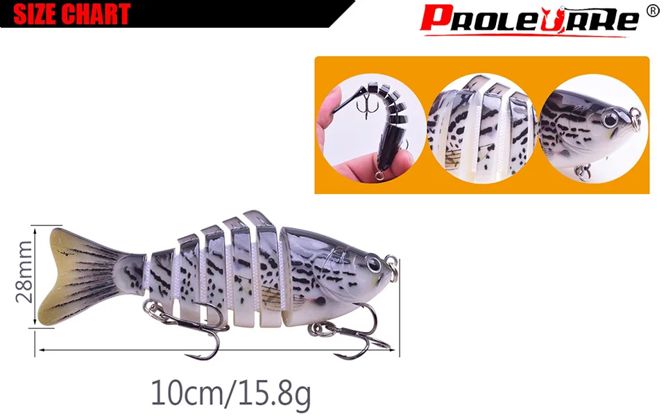 Señuelo de pesca multisección Proleurre 10cm 16g vista frontal