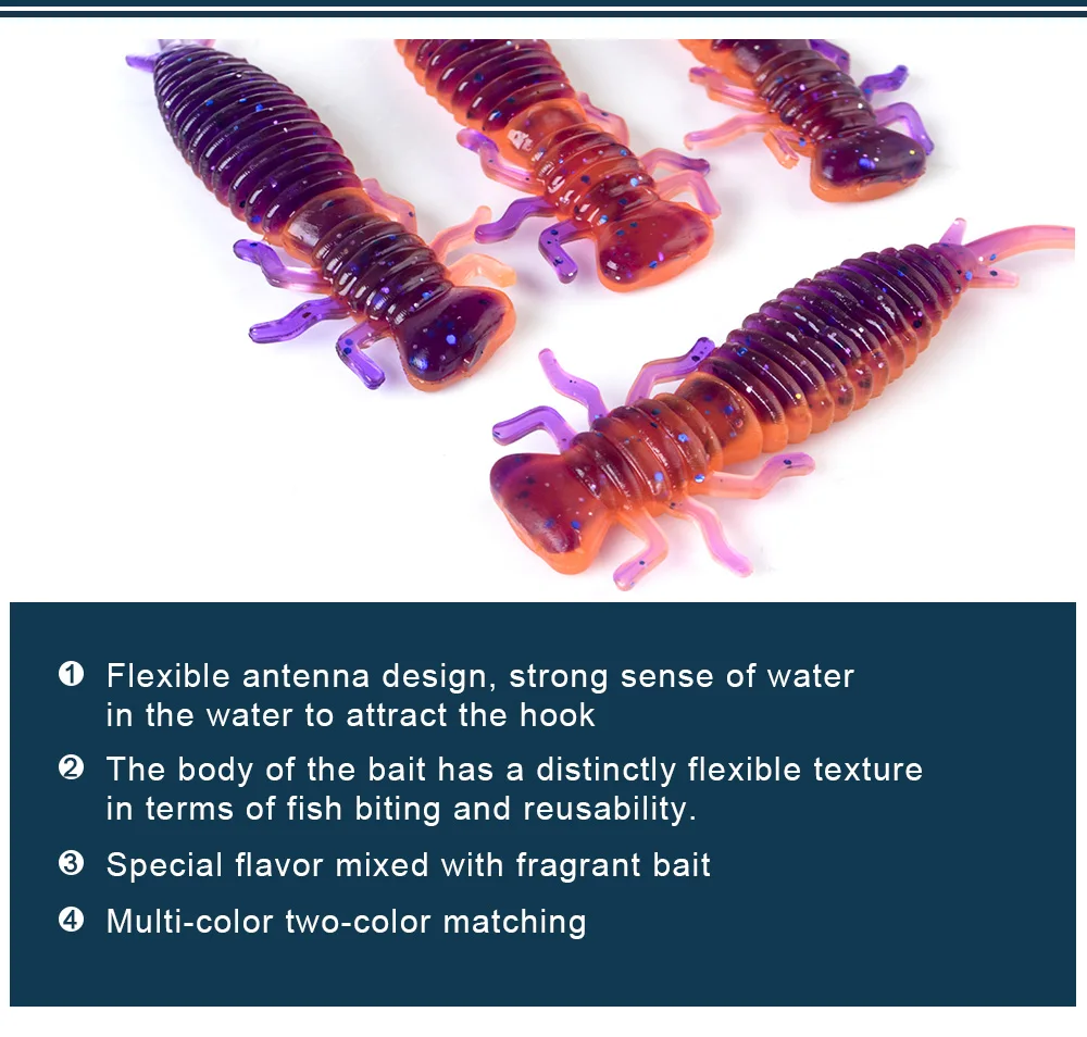 Variedad de colores en los señuelos de gusano
