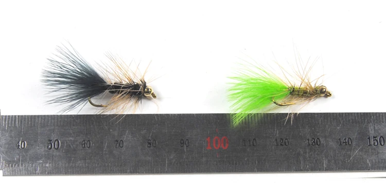 Señuelos de pesca con mosca Bimoo verde y negro