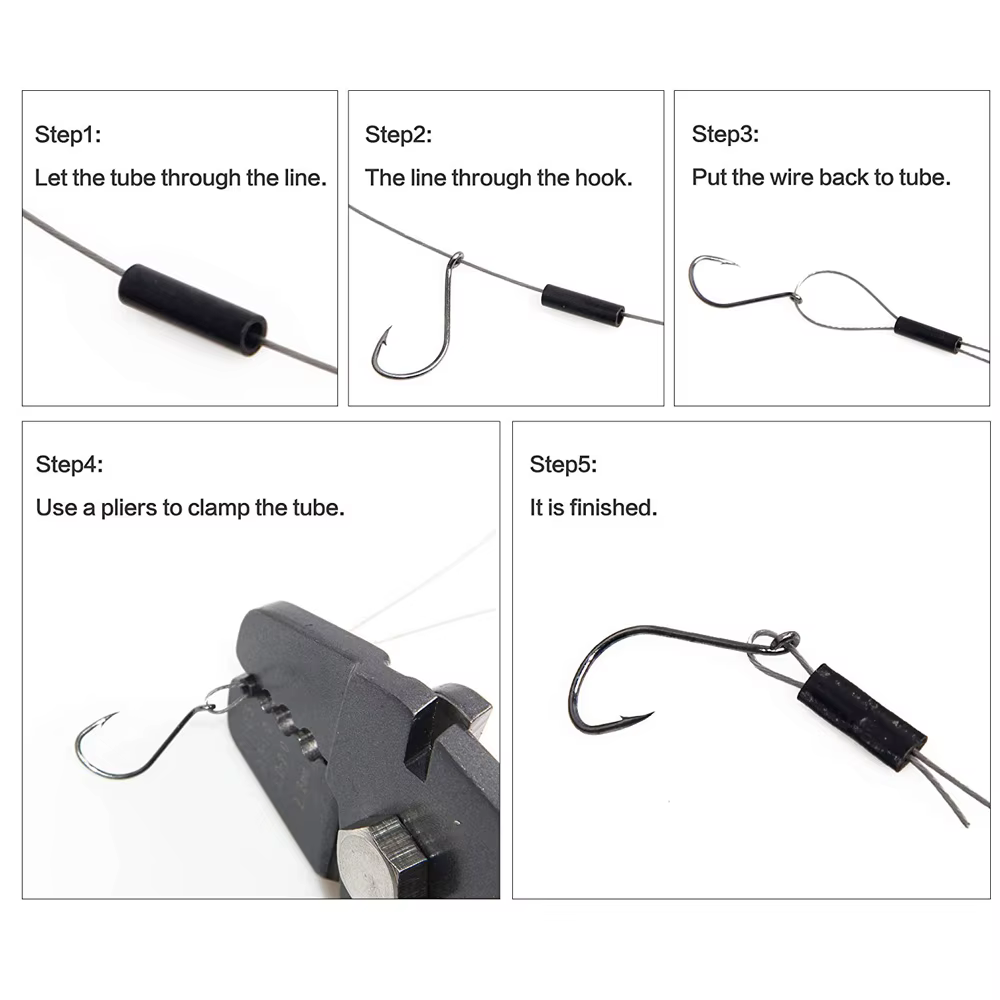 Conector línea pesca latón negro mate – Manguito engarce - imagen 2