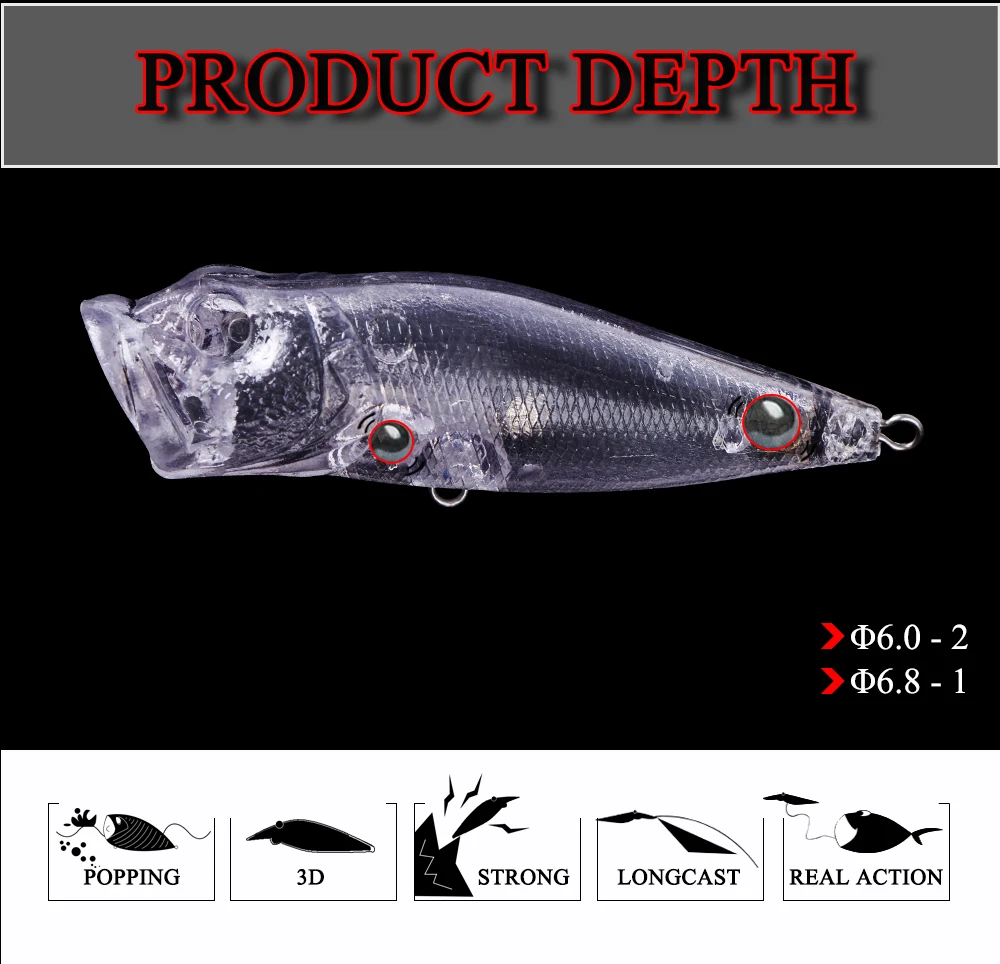 Detalle del ojo 3D del señuelo de pesca
