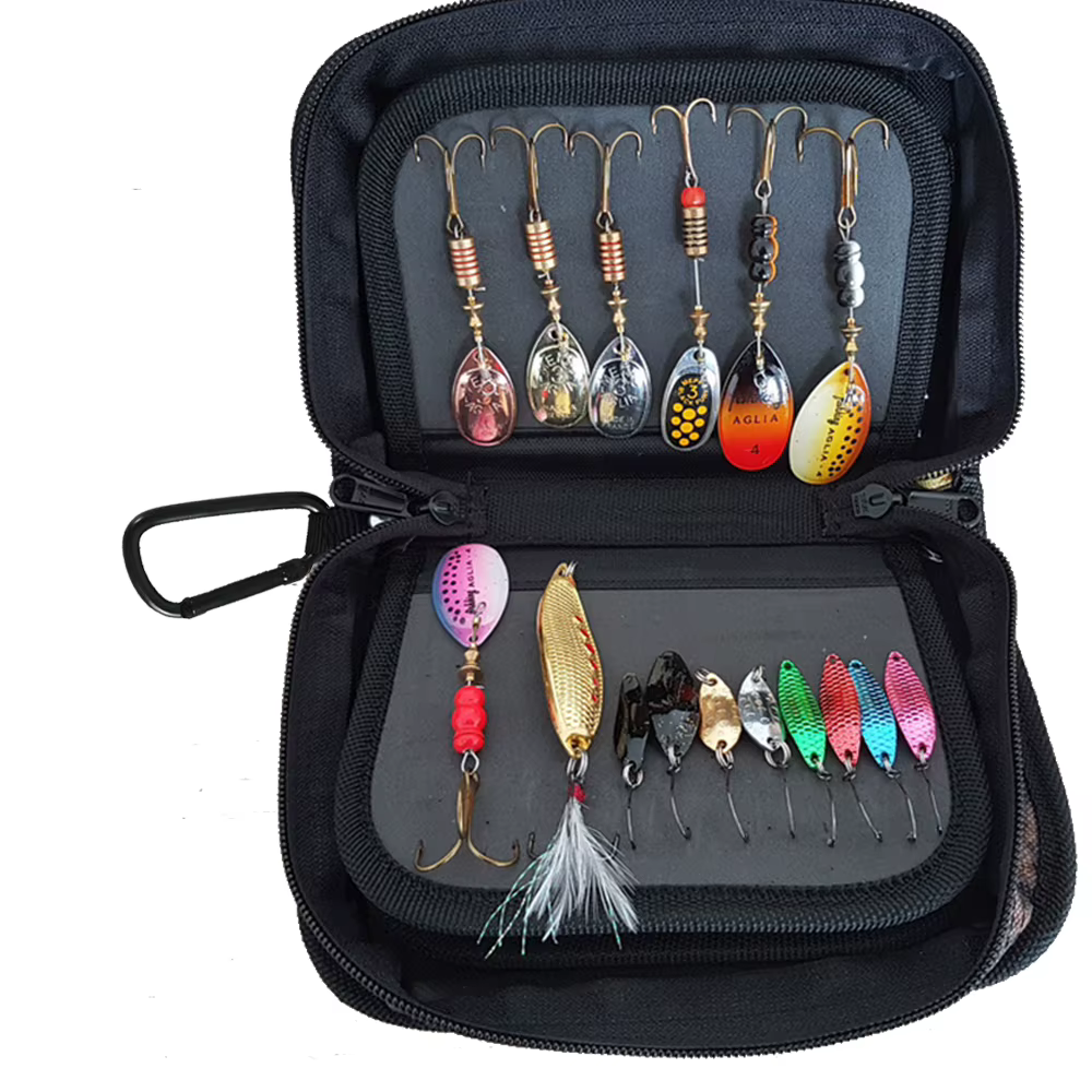 Bolsa de señuelos de pesca – Tela Oxford impermeable con compartimentos para moscas - imagen 3