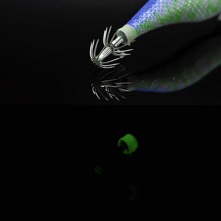 Señuelo EGI luminoso para calamares y camarones, gancho de madera - imagen 5