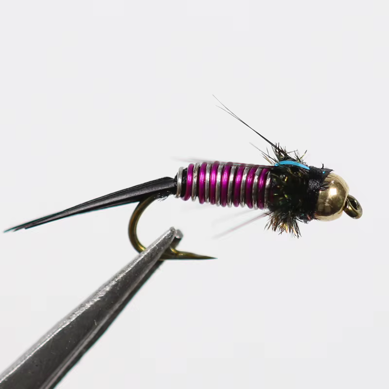 Senuelo Ninfa Bimoo John Beadhead – Cabeza con cuenta cobre tamaño 12 - imagen 3