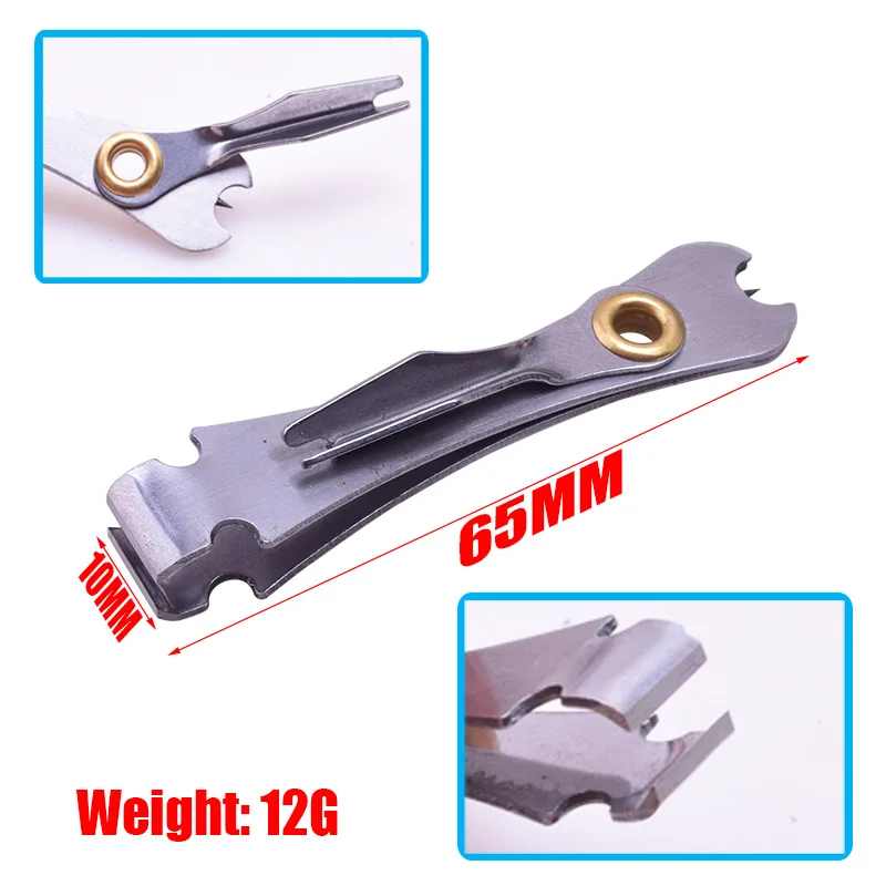 Detalle del retractor retráctil y las tijeras de la herramienta