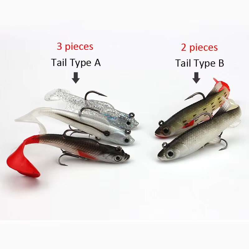 Set 5 Señuelos Suaves INFOF – Vinilo Realista Swimbait