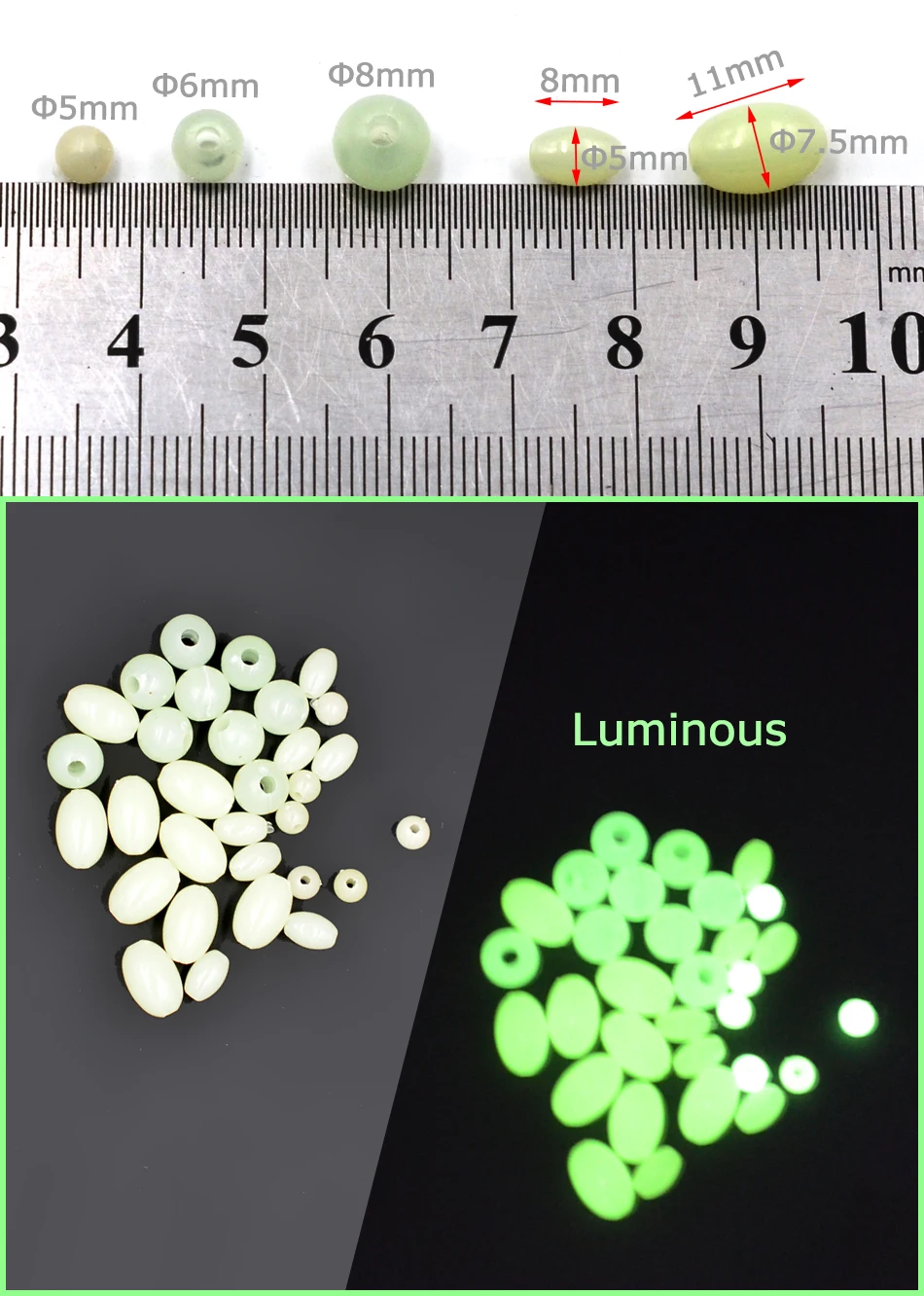 Cuentas luminosas MNFT en diferentes tamaños y colores