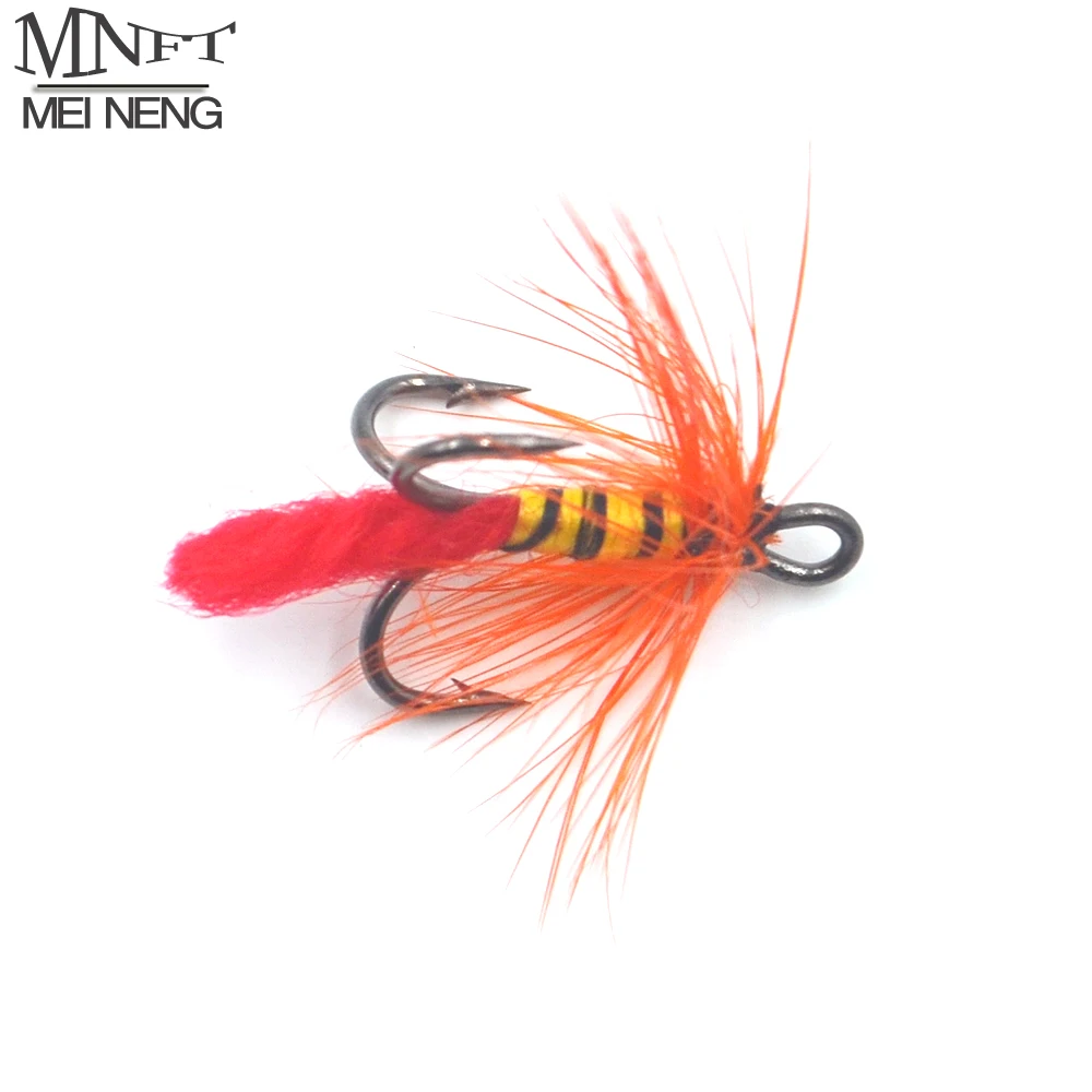 Anzuelos triples mosca 3X naranja – cebra negra cuerpo amarillo