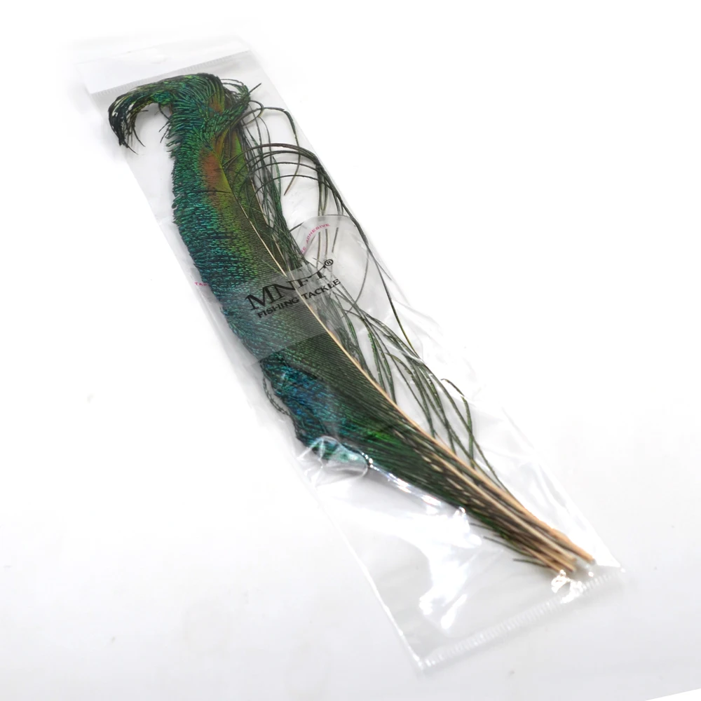 Pluma pavo real atado moscas MNFT verde oliva señuelo de pesca - imagen 5