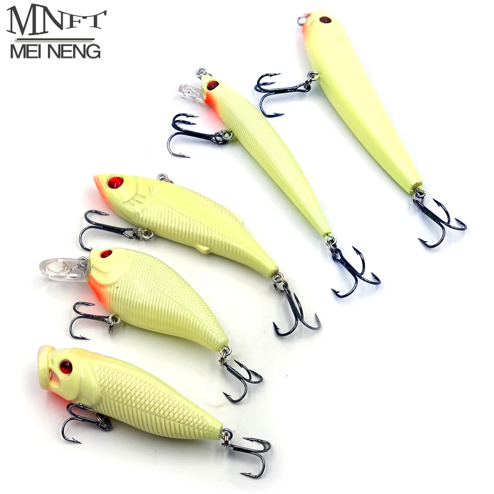 MNFT Kit Señuelos Nocturnos Brillantes - VIB Popper Minnow Lápiz