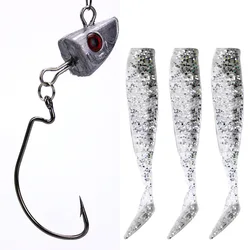 Jig head para vinilo con anzuelo y swimbait para pesca en mar