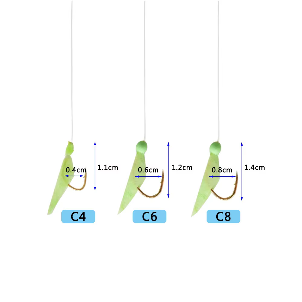 Aparejos de pesca con piel de pescado y cuentas luminosas