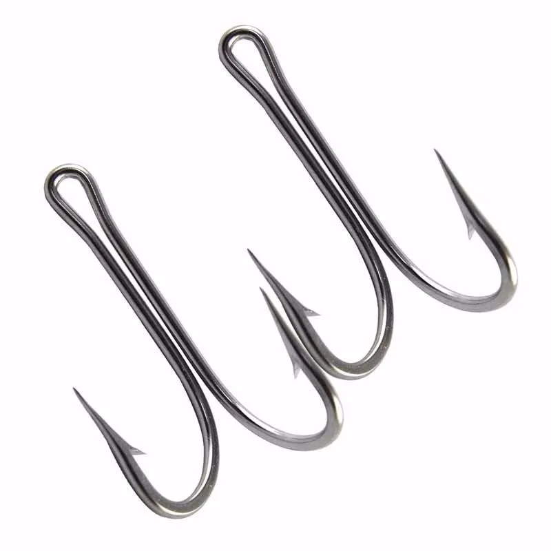 Anzuelos dobles de acero inoxidable para pesca en mar – Tallas grandes 6/0 a 10/0