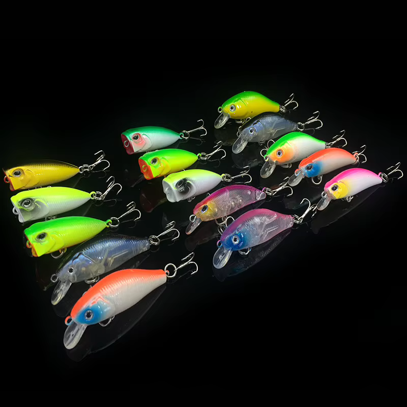 Señuelos flotantes Popper y Minnow para Lubina