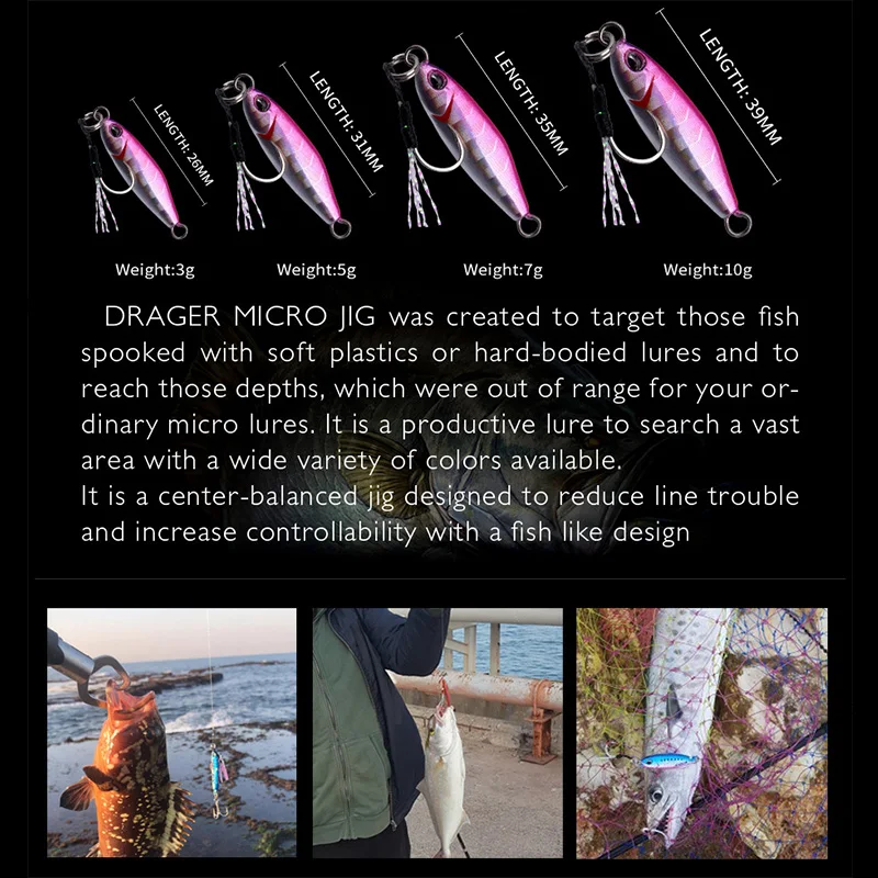 ALLBLUE Drager Micro Metal Jig 3-10g – Señuelo para Costa y Jigging