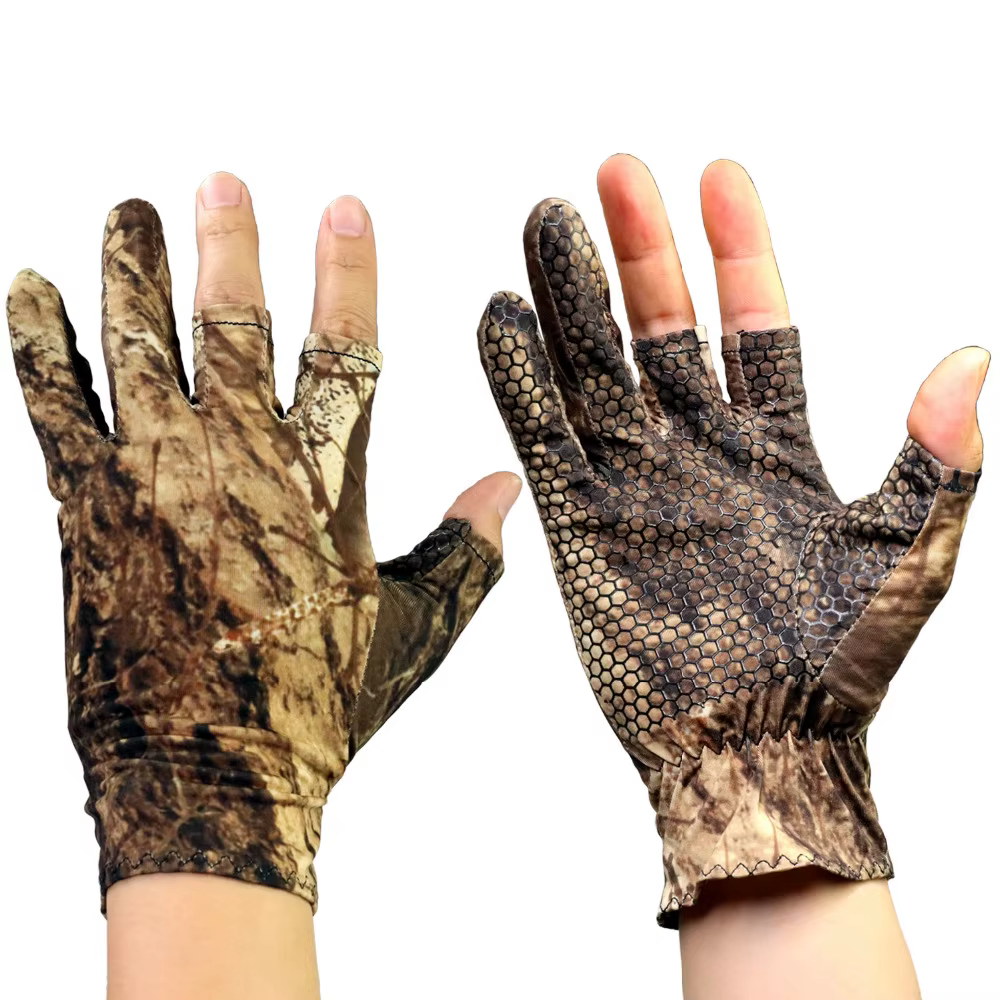 Guantes pesca 3 dedos antideslizantes estampado leopardo hombre verano - imagen 2