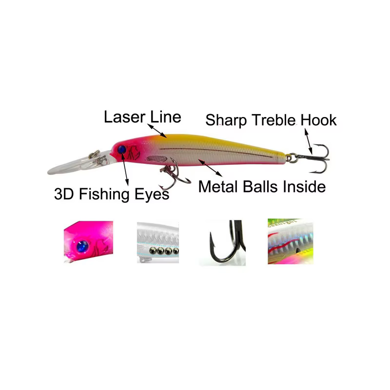 JSM Señuelo duro Minnow flotante para agua salada - buceo profundo - imagen 4