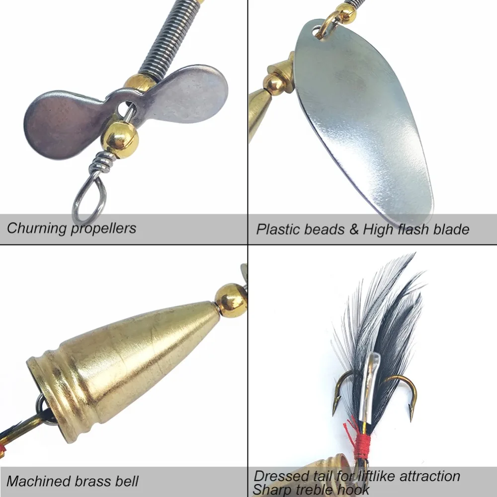 INFOF Spinnerbait con hélices giratorias para trucha y salmón - imagen 5