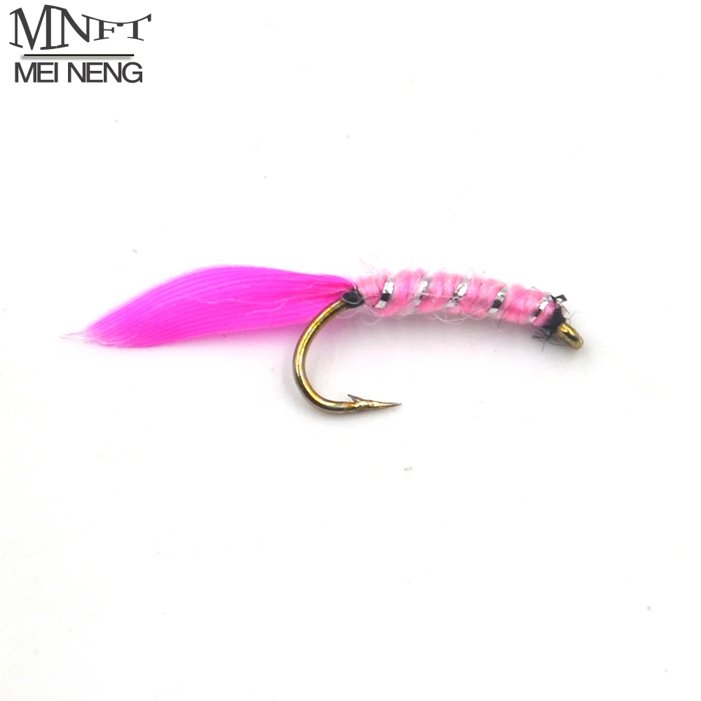 MNFT Moscas Secas Mayfly - Patrón cebra, rosa y plata brillante