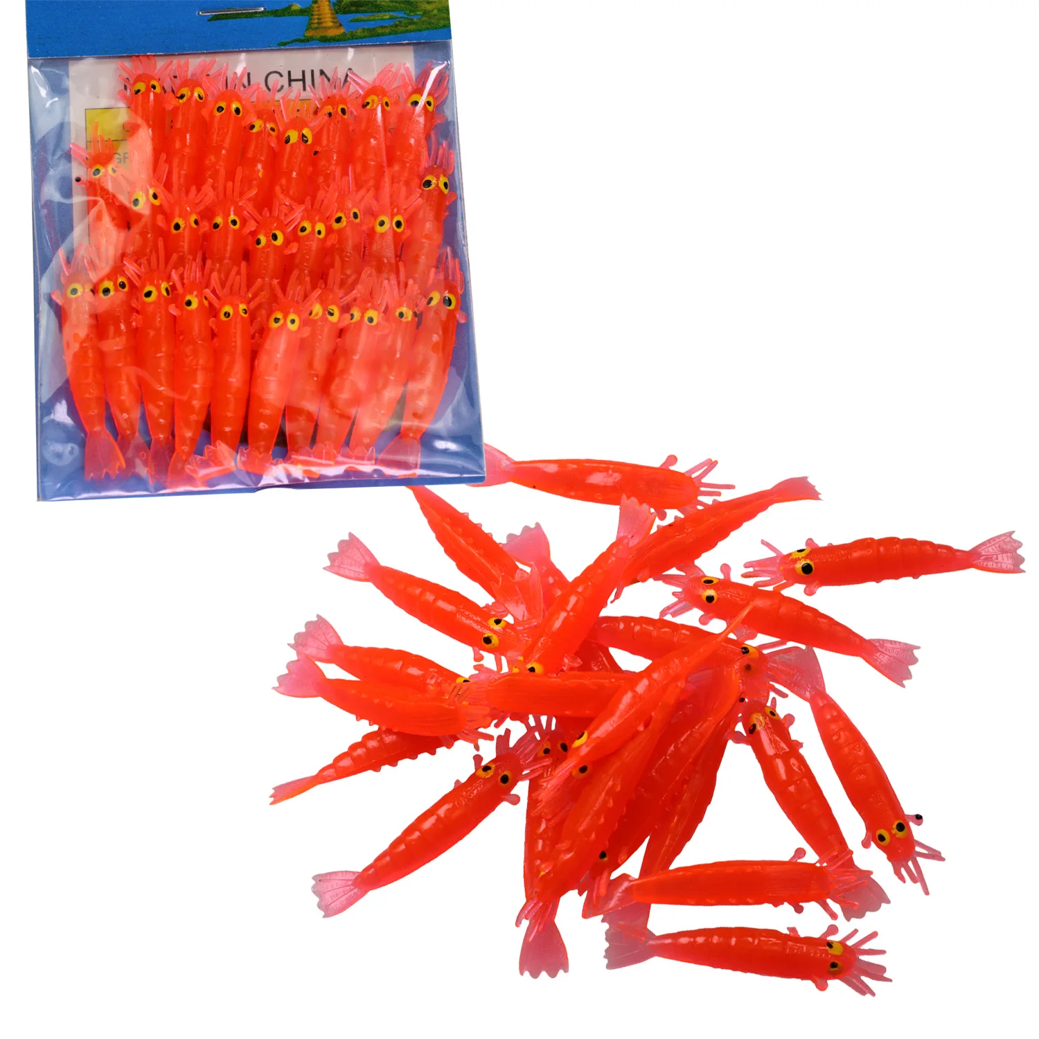 Señuelos Glow Shrimp en acción para bass y carpa