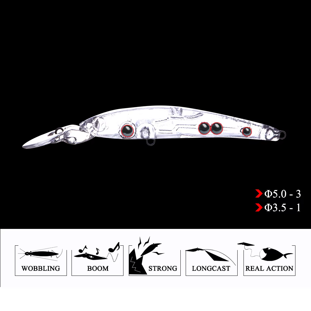 FTK Minnow Wobbler Ojos 3D Hundido Señuelo Swimbait Lubina - imagen 3