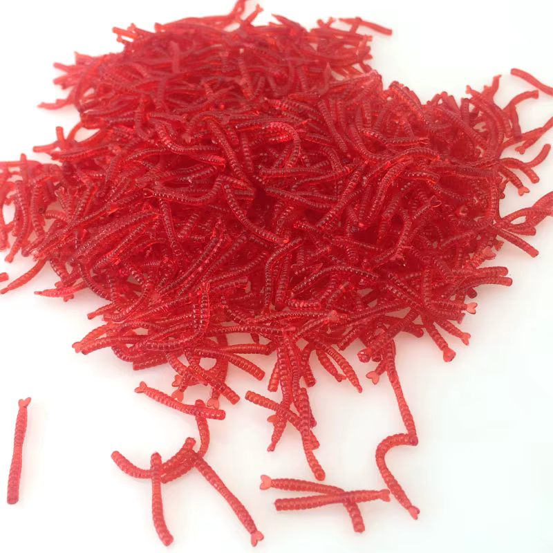 Cebo de silicona sabor camarón - gusano rojo para carpa - imagen 5