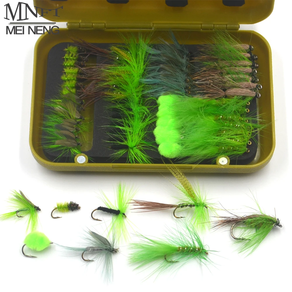 MNFT moscas de pesca Combo serie verde insectos artificiales con caja - imagen 3