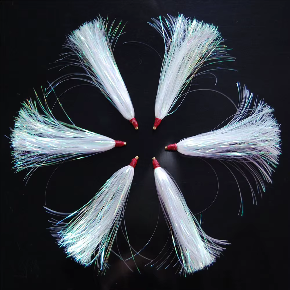 Señuelo curricán bucktail con faldas teaser Mylar Flash para lubina - imagen 4
