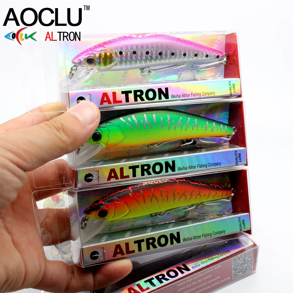 AOCLU Wobbler Jerkbait 95mm lubina flotante VMC gancho cuerpo plano - imagen 5
