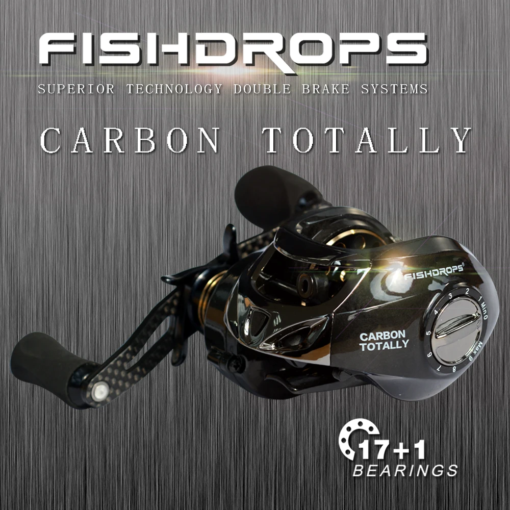 Carrete Baitcasting Fishdrops carbono freno Dual – derecha/izquierda - imagen 2