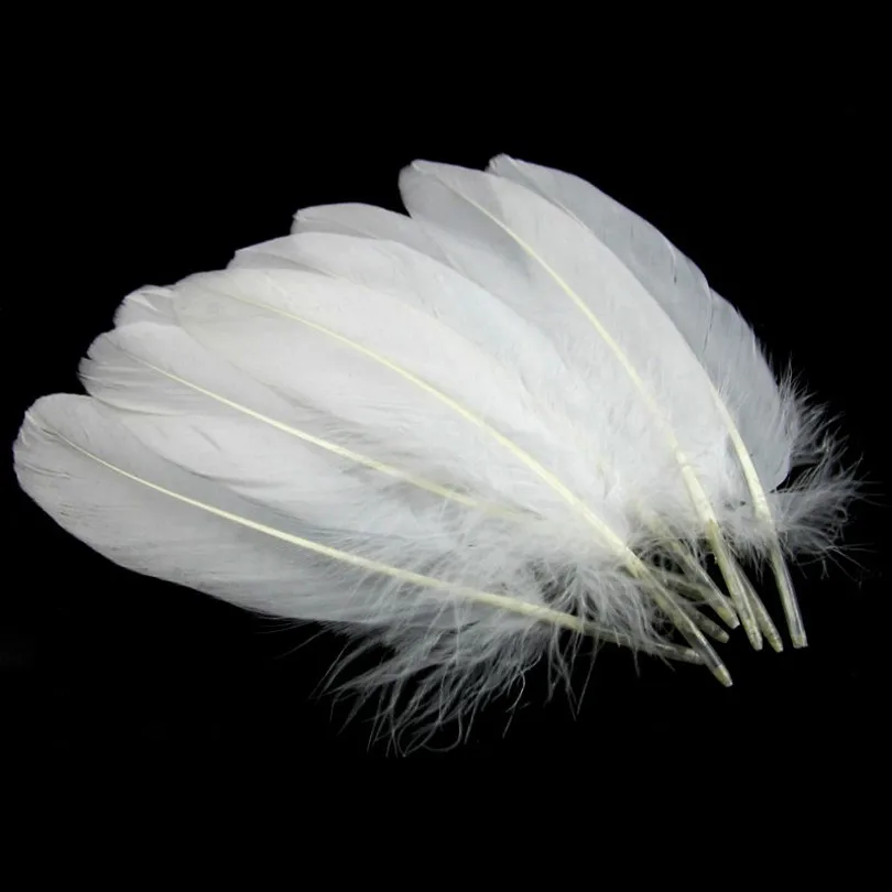 Plumas de ganso blanco puro para atado de moscas de pesca