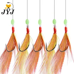 Cebos Sabiki con plumas gallo y anzuelos de plumaje para carpa