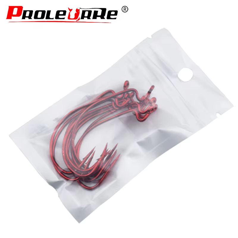 Anzuelos Offset rojos para vinilo Texas Rig - imagen 2