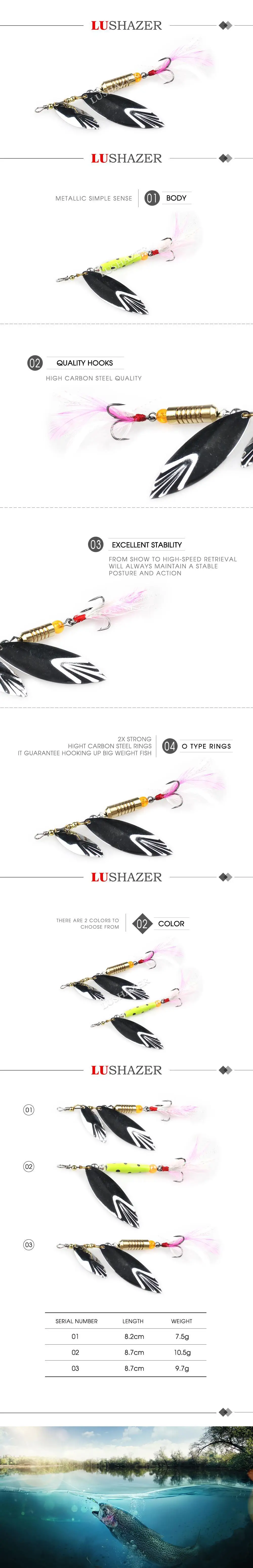 Señuelo de metal brillante con cuchara giratoria para pesca de lubina