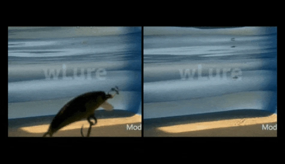 Señuelo en acción bajo el agua