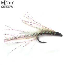 Moscas de pesca artificiales MNFT blanco arcoíris cristal flash