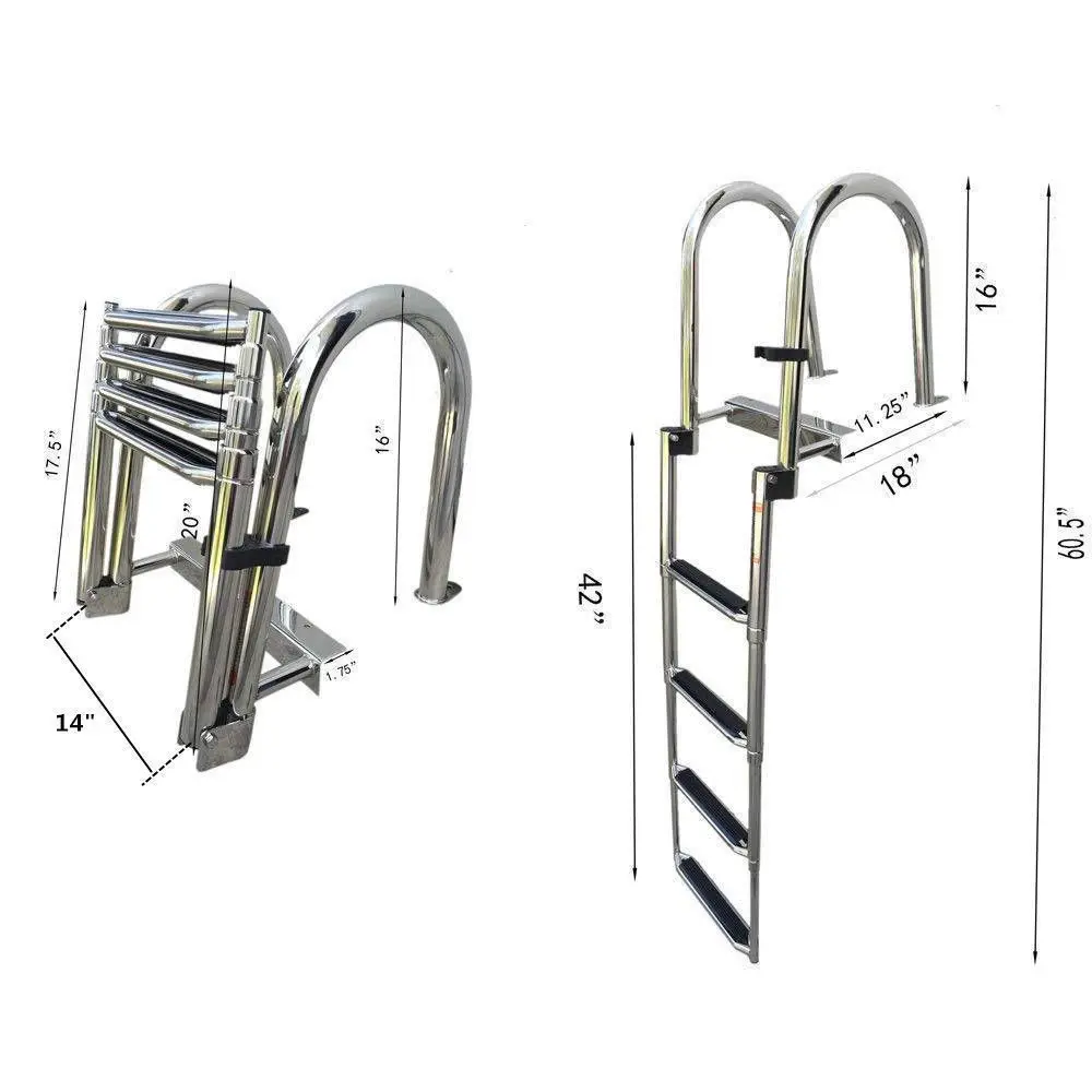 Detalle de los escalones y sistema telescópico