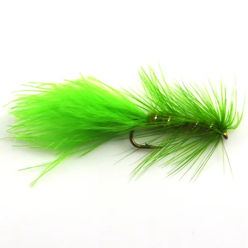 Bugger de lana cuerpo oliva para pesca de trucha
