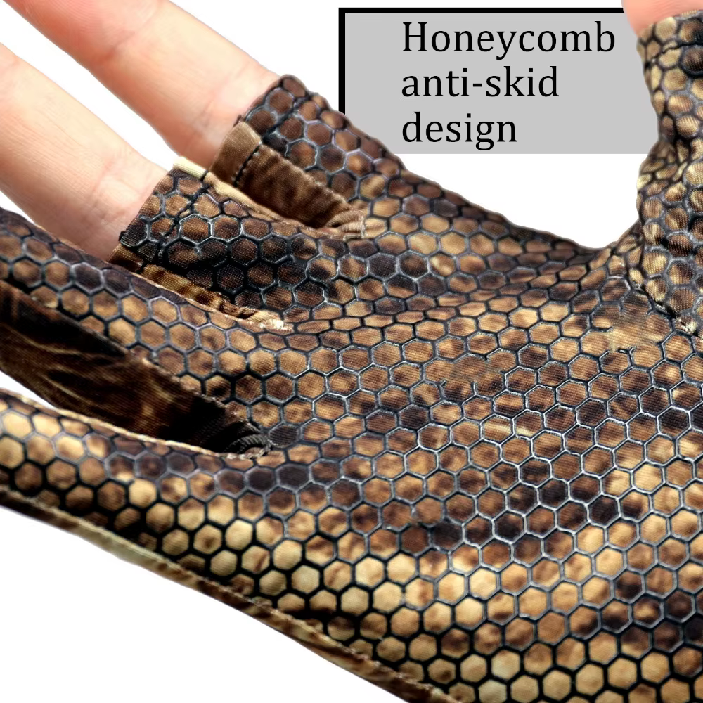 Guantes pesca 3 dedos antideslizantes estampado leopardo hombre verano - imagen 3