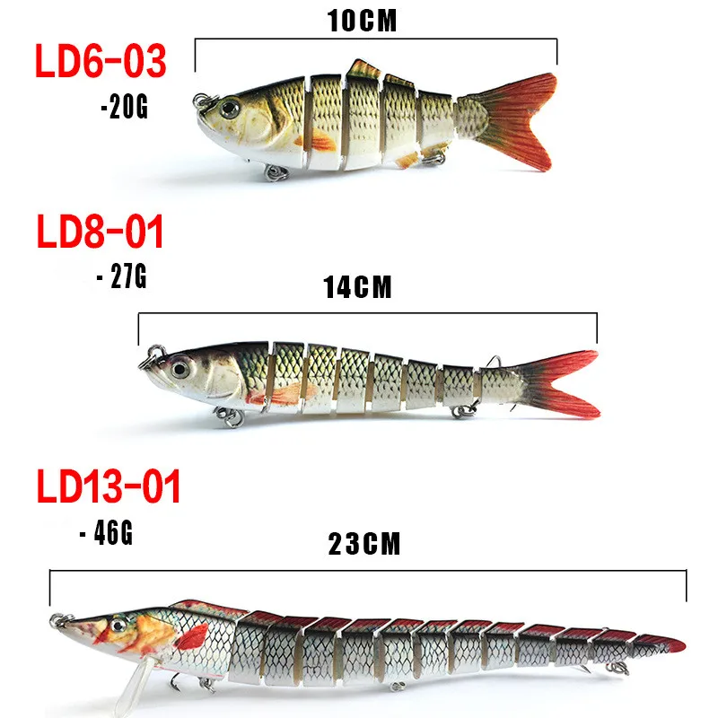 Señuelo swimbait de 8 segmentos WLDSLURE con pintura realista