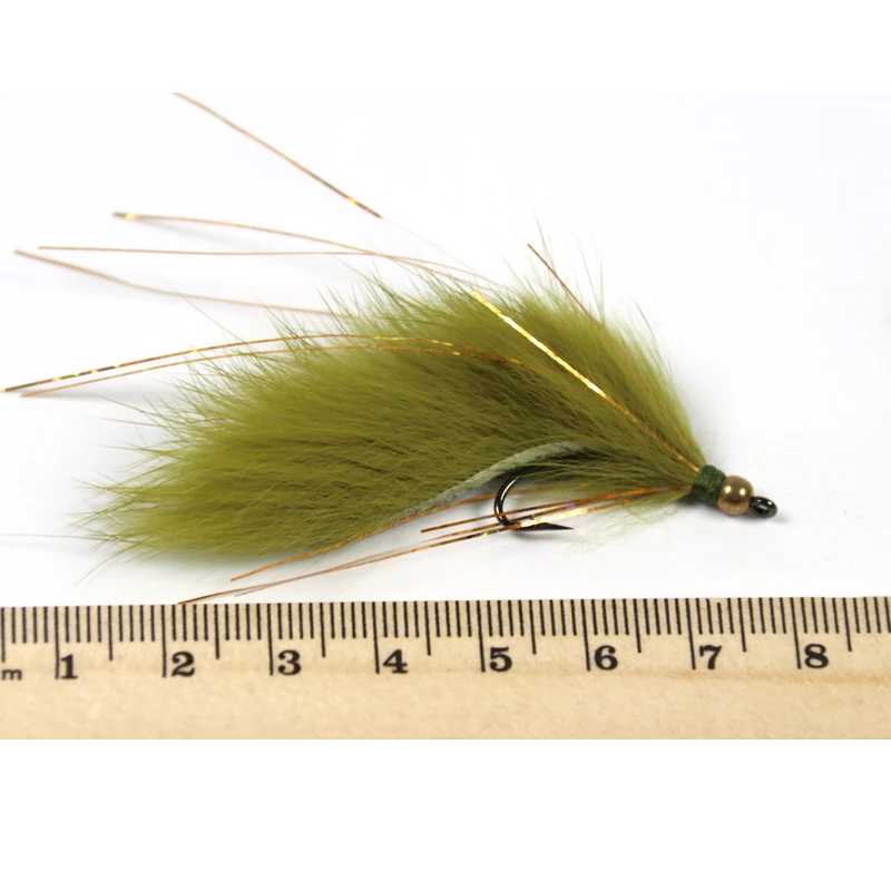 Bimoo Serpentinas Zonker de pesca con cabeza de cobre y oliva - imagen 3