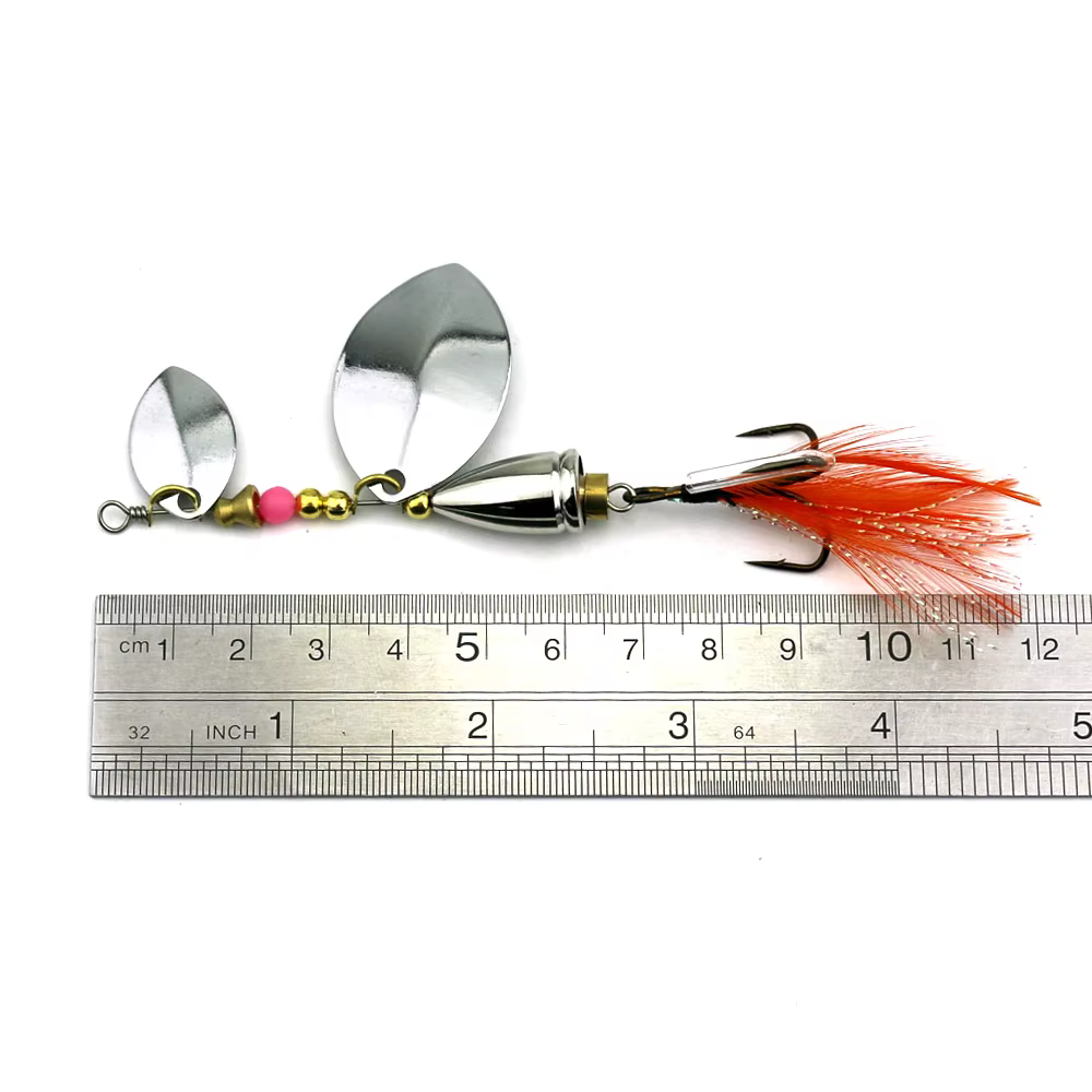 Spinner metálico con doble lentejuelas y plumas para lubina - imagen 4